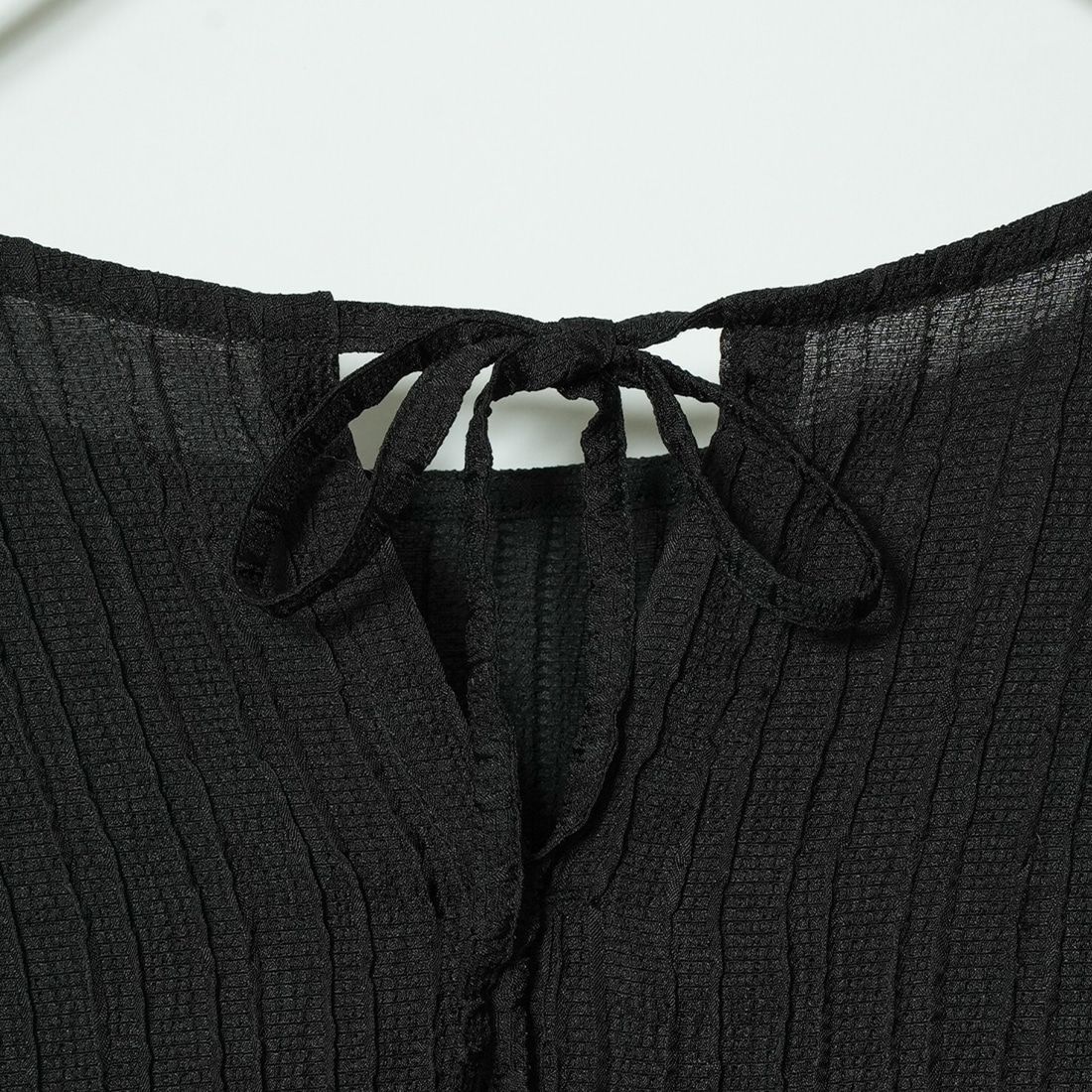 Jf Ready Made [ジェイエフレディメイド] シアーリップルバックリボンブラウス [2910309] 801 ﾌﾞﾗｯｸ