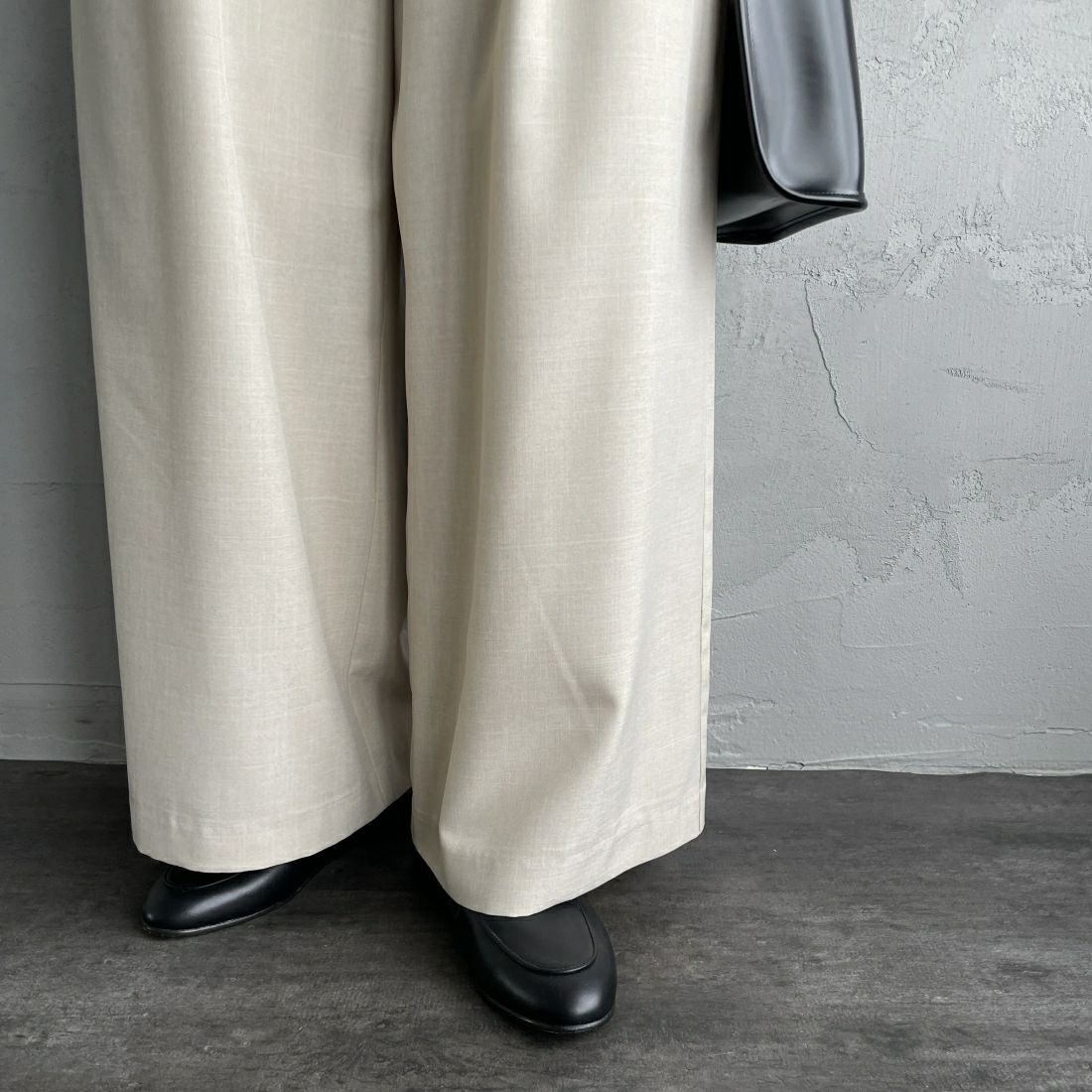 Jeans Factory Clothes [ジーンズファクトリークローズ] ダブルウエストパンツ [21241061] 033 ﾍﾞｰｼﾞｭ &&モデル身長：156cm 着用サイズ：38&&