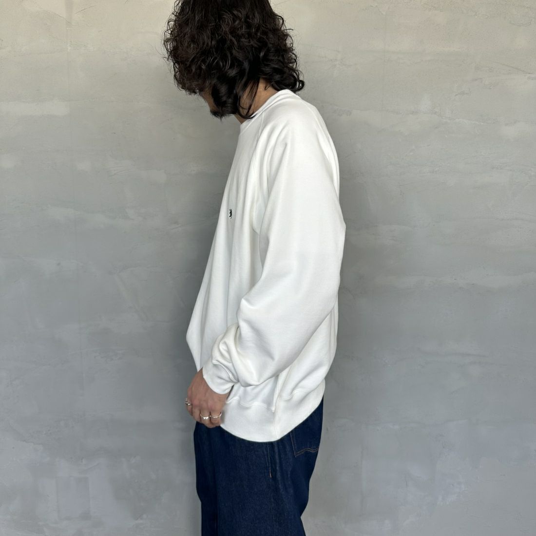 Gymphlex [ジムフレックス] スウィングスリーブ クルーネックプルオーバー [GY-C0292TCA] OFF WHITE &&モデル身長：173cm 着用サイズ：L&&