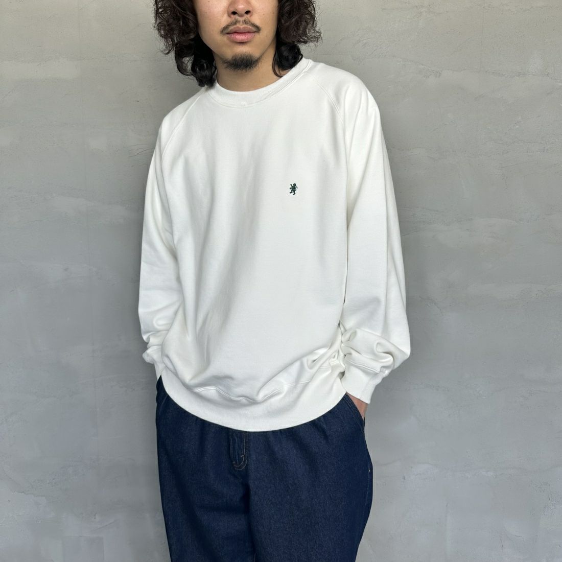 Gymphlex [ジムフレックス] スウィングスリーブ クルーネックプルオーバー [GY-C0292TCA] OFF WHITE &&モデル身長：173cm 着用サイズ：L&&