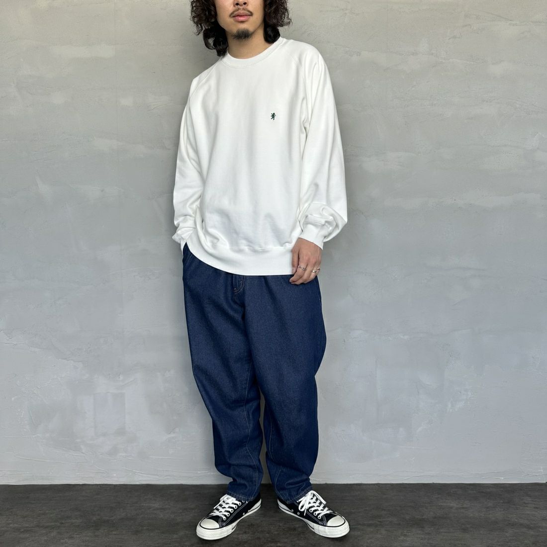 Gymphlex [ジムフレックス] スウィングスリーブ クルーネックプルオーバー [GY-C0292TCA] OFF WHITE &&モデル身長：173cm 着用サイズ：L&&
