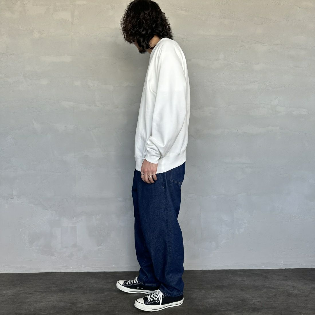 Gymphlex [ジムフレックス] スウィングスリーブ クルーネックプルオーバー [GY-C0292TCA] OFF WHITE &&モデル身長：173cm 着用サイズ：L&&