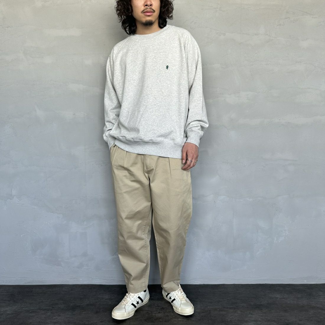 Gymphlex [ジムフレックス] スウィングスリーブ クルーネックプルオーバー [GY-C0292TCA] TOP GREY &&モデル身長：173cm 着用サイズ：L&&