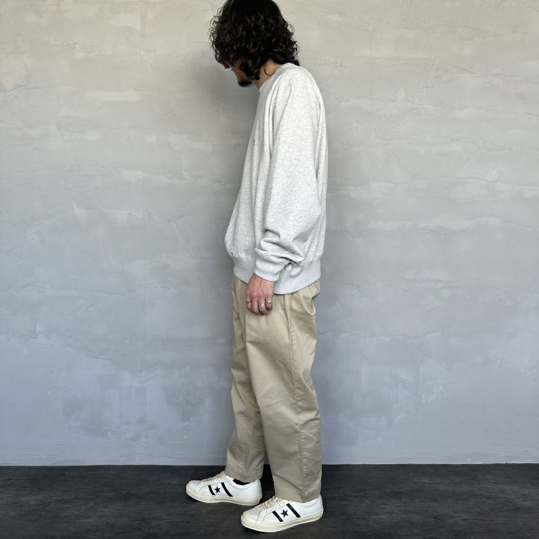 Gymphlex [ジムフレックス] スウィングスリーブ クルーネックプルオーバー [GY-C0292TCA] TOP GREY &&モデル身長：173cm 着用サイズ：L&&