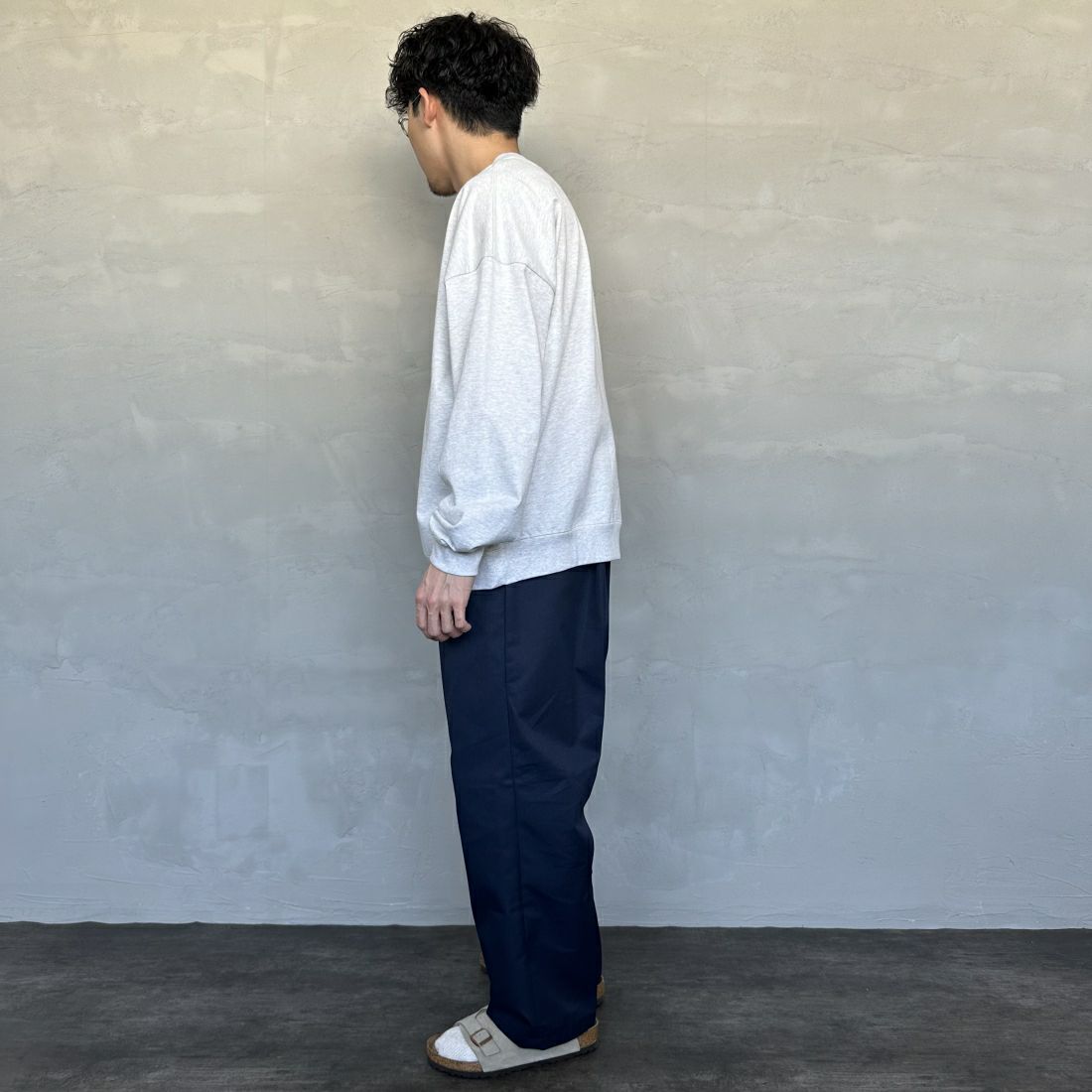 Gymphlex [ジムフレックス] ロゴ刺繍 ロングスリーブTシャツ [GY-C0102HWJ] H.LT.GREY &&モデル身長：168cm 着用サイズ：L&&
