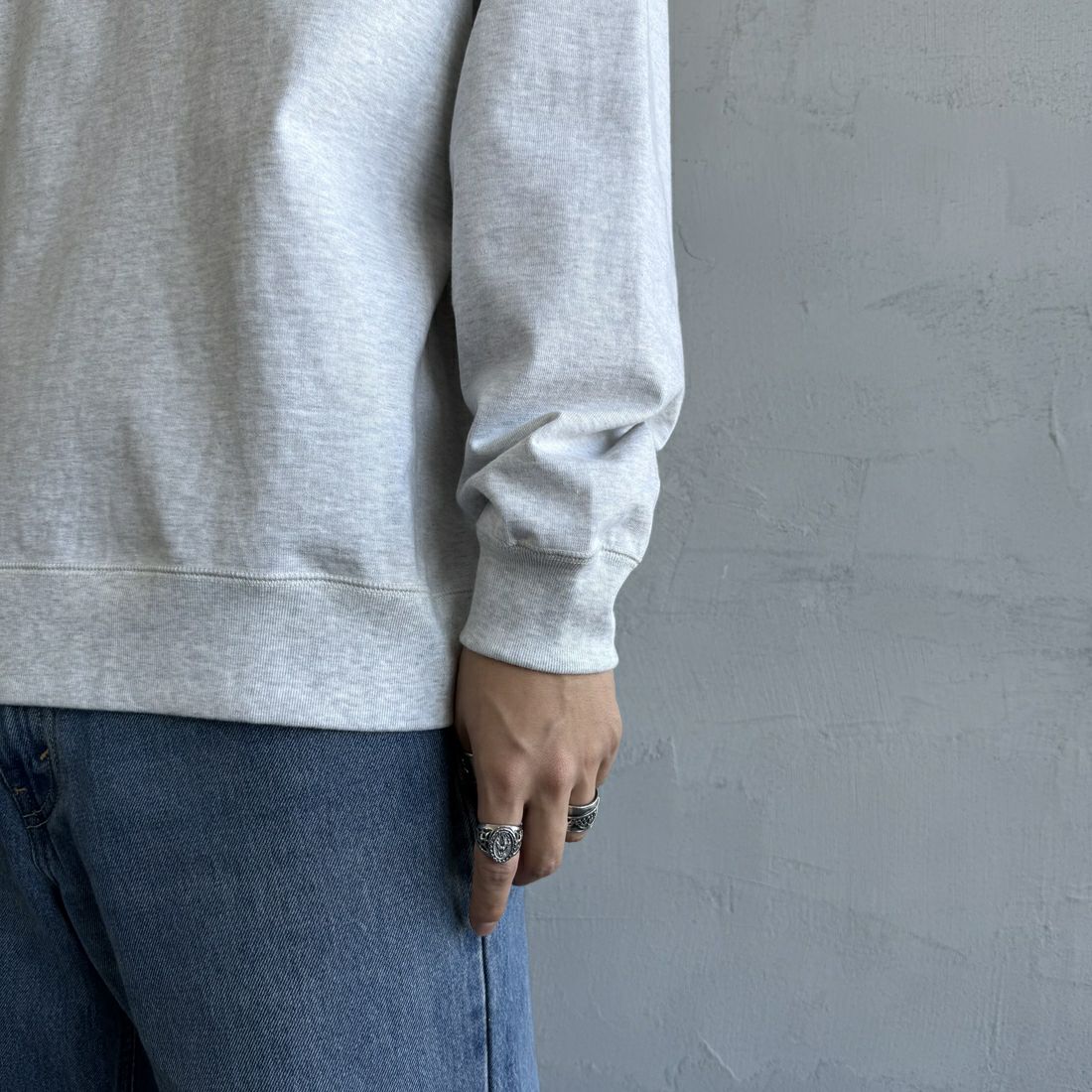 Gymphlex [ジムフレックス] ロゴ刺繍 ロングスリーブTシャツ [GY-C0102HWJ] H.LT.GREY