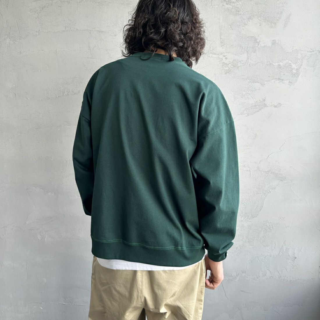 Gymphlex [ジムフレックス] ロゴ刺繍 ロングスリーブTシャツ [GY-C0102HWJ] FOREST GRN &&モデル身長：173cm 着用サイズ：M&&