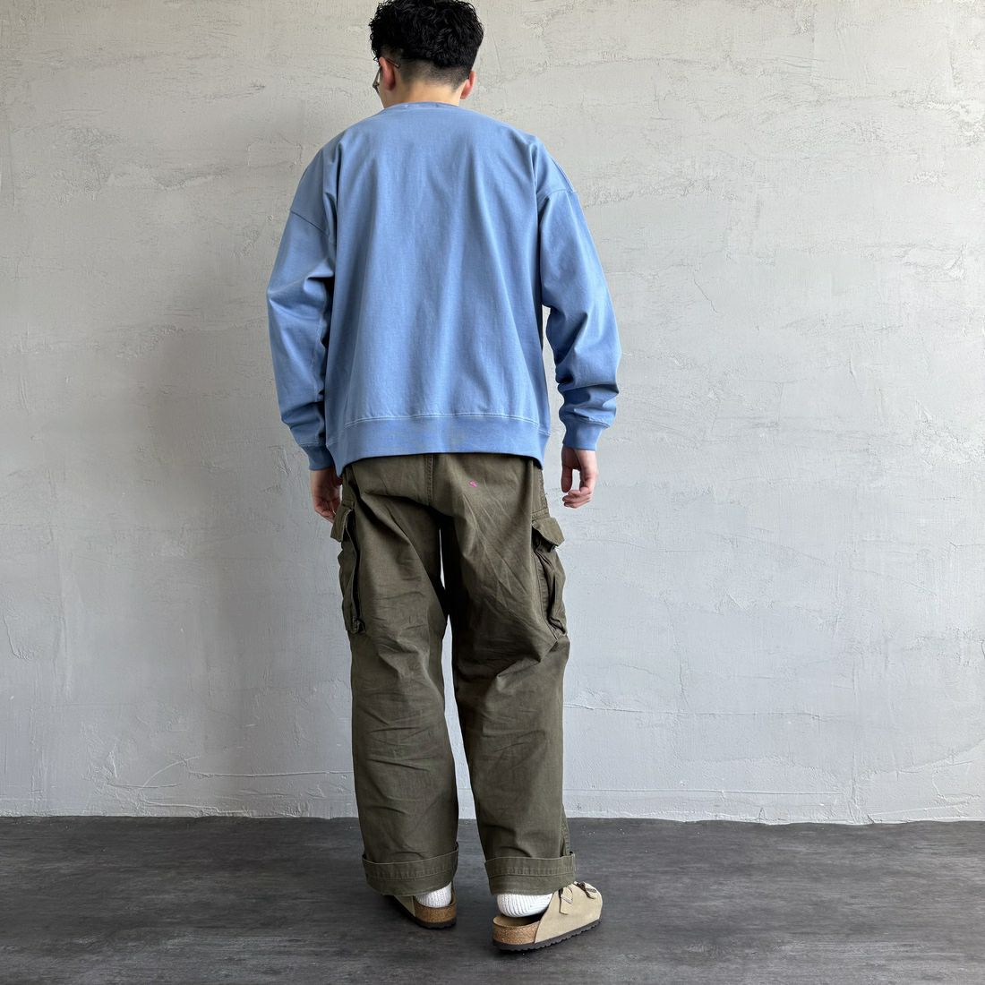 Gymphlex [ジムフレックス] ロゴ刺繍 ロングスリーブTシャツ [GY-C0102HWJ] LT.BLU GRY &&モデル身長：168cm 着用サイズ：M&&