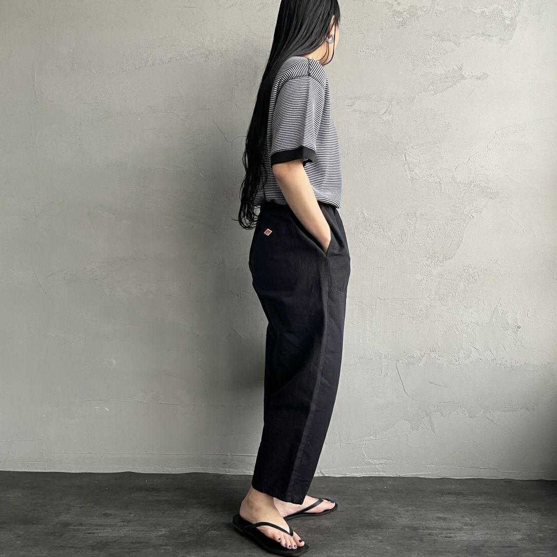 DANTON [ダントン] イージーパンツ [JD-2540WEL] BLACK &&モデル身長：156cm 着用サイズ：36&&