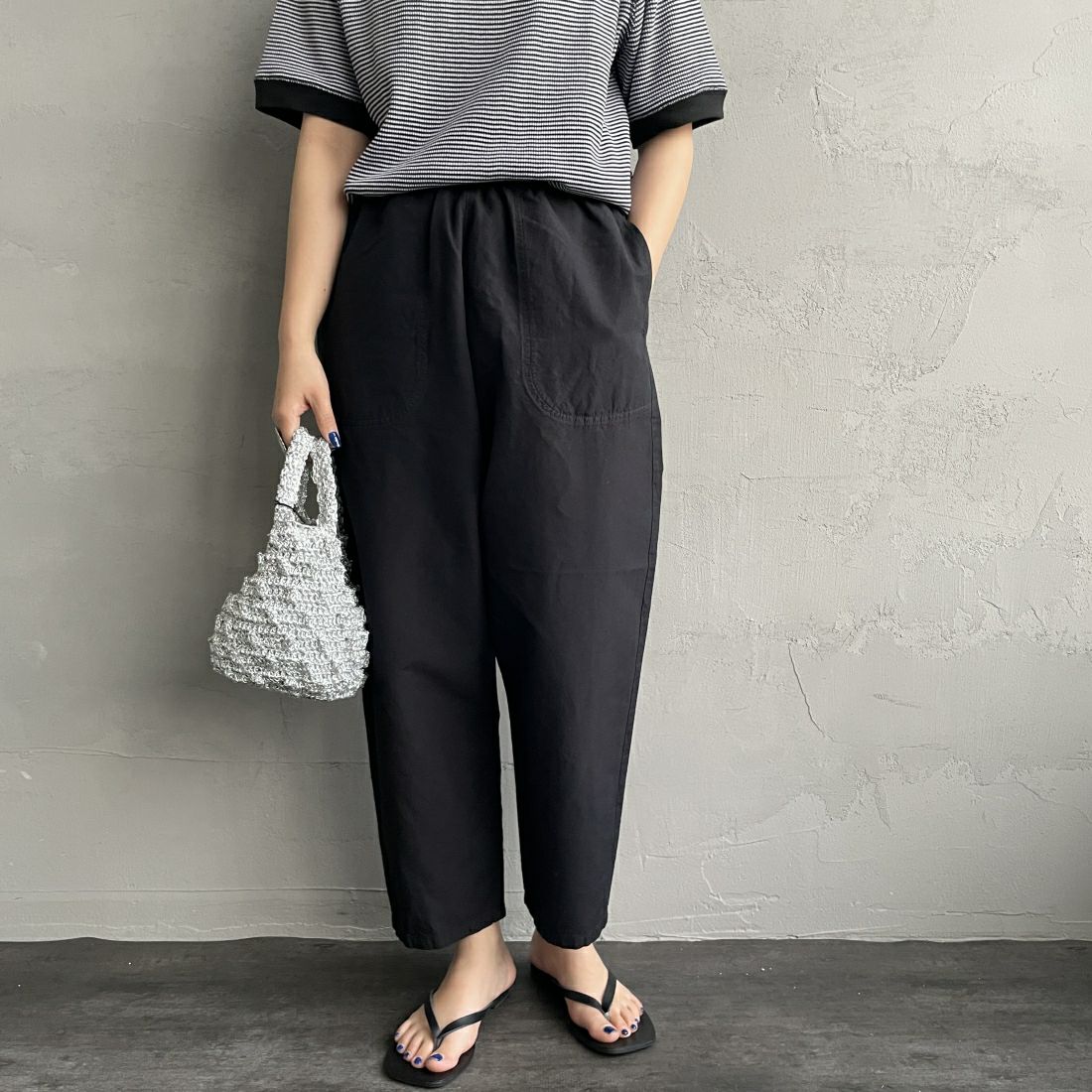 DANTON [ダントン] イージーパンツ [JD-2540WEL] BLACK &&モデル身長：156cm 着用サイズ：36&&