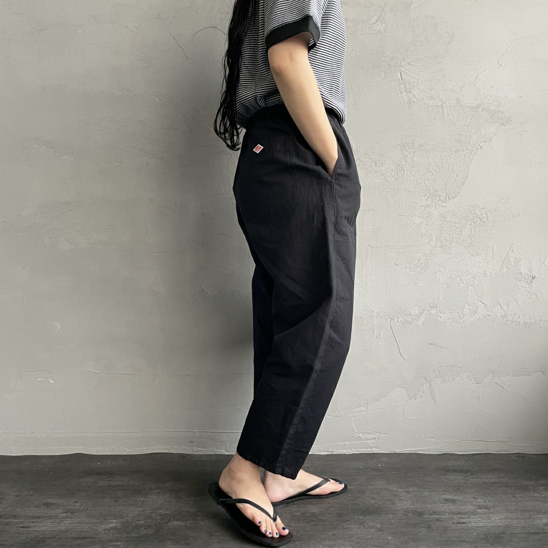 DANTON [ダントン] イージーパンツ [JD-2540WEL] BLACK &&モデル身長：156cm 着用サイズ：36&&