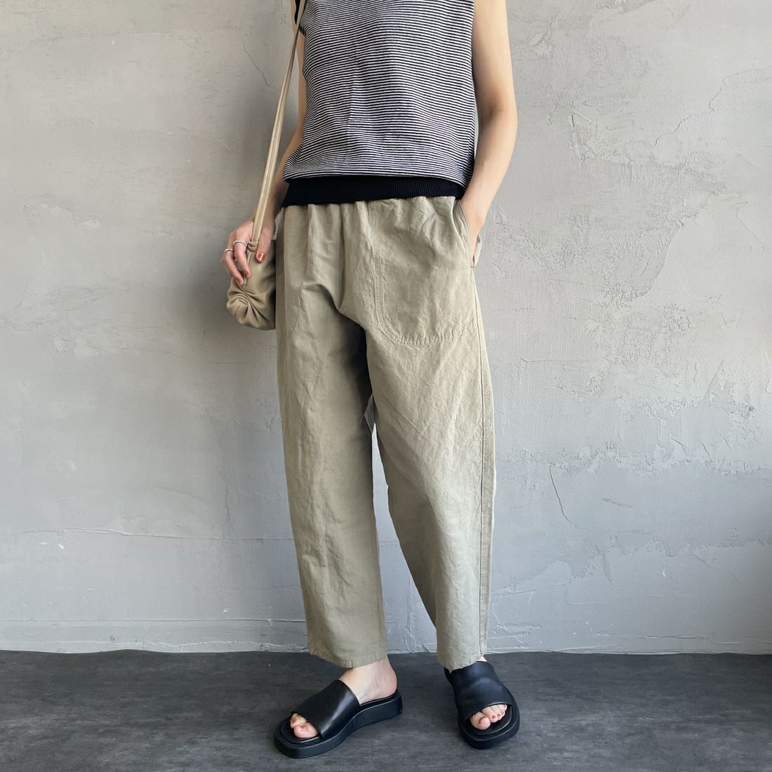 DANTON [ダントン] イージーパンツ [JD-2540WEL] OLIVE&&モデル身長：160cm 着用サイズ：36&&