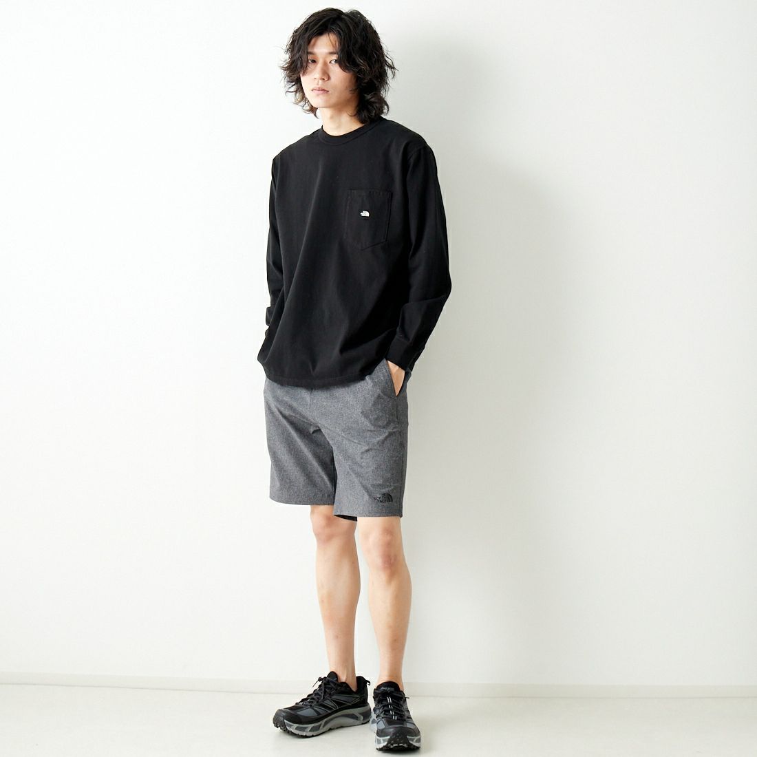 THE NORTH FACE [ザ ノースフェイス] トレーニングリブショーツ [NB72284] ZC &&モデル身長：182cm 着用サイズ L&&