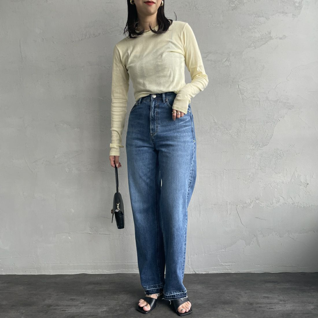 YANUK [ヤヌーク] ボーイズストレート LEA/レア [57141231] WFB&&モデル身長：163cm　着用サイズ：24&&