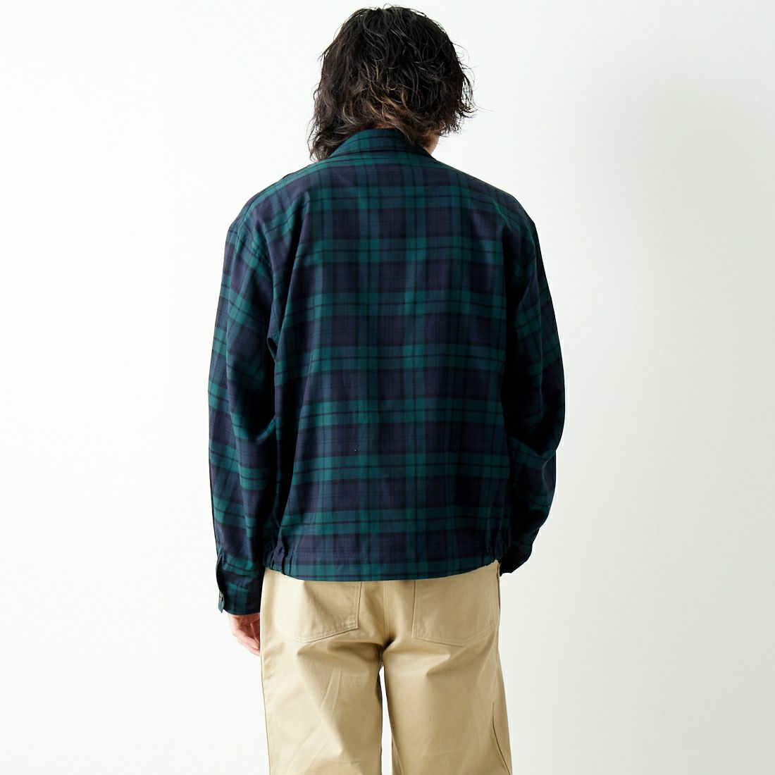 Gymphlex [ジムフレックス] ジップジャケット [GY-A0499CCW] NAVY CHECK &&モデル身長：182cm 着用サイズ：L&&