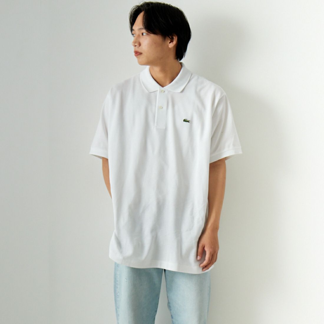 LACOSTE [ラコステ] クラシックフィット ポロシャツ [L1212] 001 WHITE &&モデル身長：179cm 着用サイズ：8&&