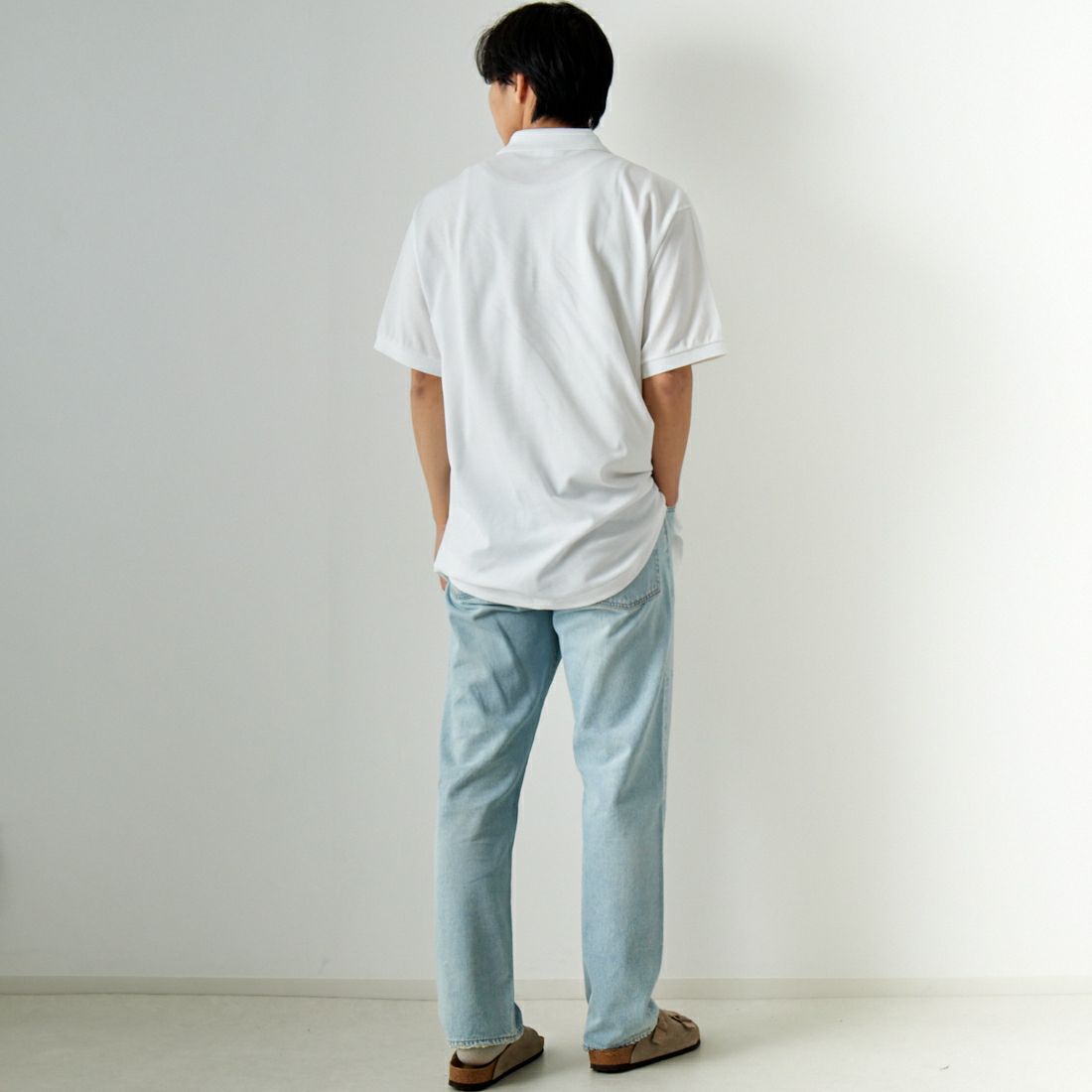 LACOSTE [ラコステ] クラシックフィット ポロシャツ [L1212] 001 WHITE &&モデル身長：179cm 着用サイズ：8&&