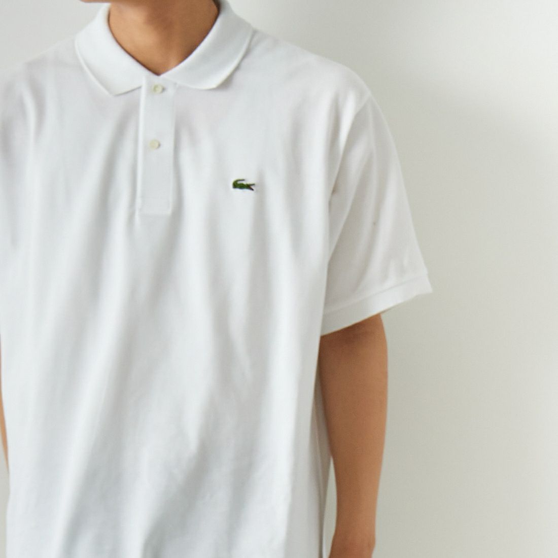 LACOSTE [ラコステ] クラシックフィット ポロシャツ [L1212] 001 WHITE &&モデル身長：179cm 着用サイズ：8&&