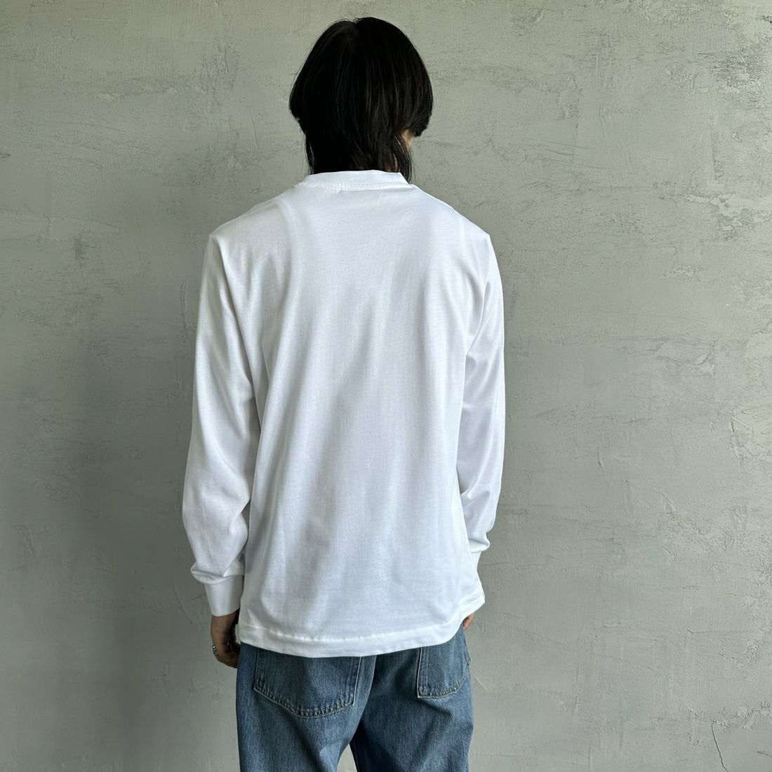 LACOSTE [ラコステ] ベーシックロングスリーブTシャツ [TH5583] 001 WHITE &&モデル身長：179cm 着用サイズ：3&&