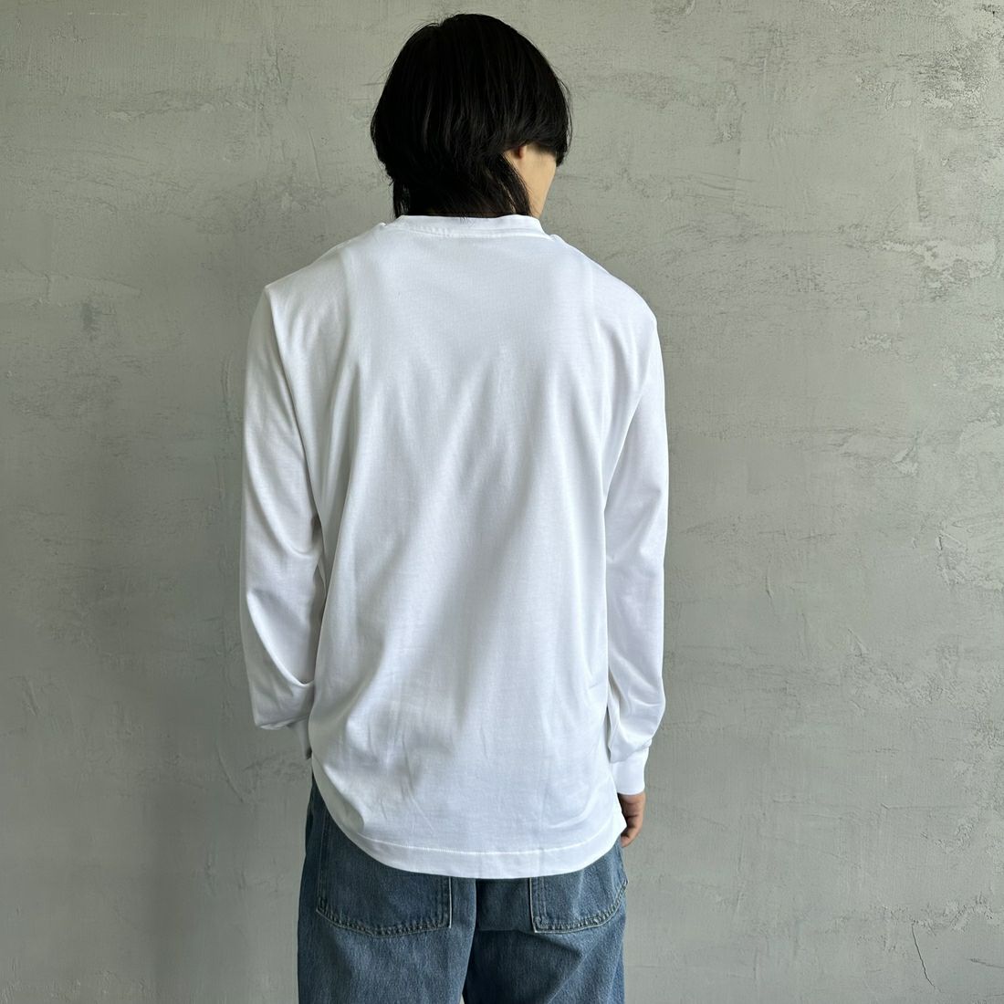 LACOSTE [ラコステ] ベーシックロングスリーブTシャツ [TH5583] 001 WHITE &&モデル身長：179cm 着用サイズ：3&&