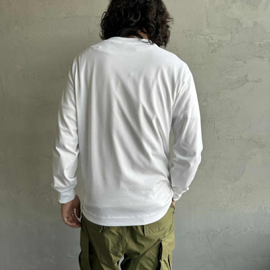 LACOSTE [ラコステ] ベーシックロングスリーブTシャツ [TH5583] 001 WHITE &&モデル身長：173cm 着用サイズ：3&&