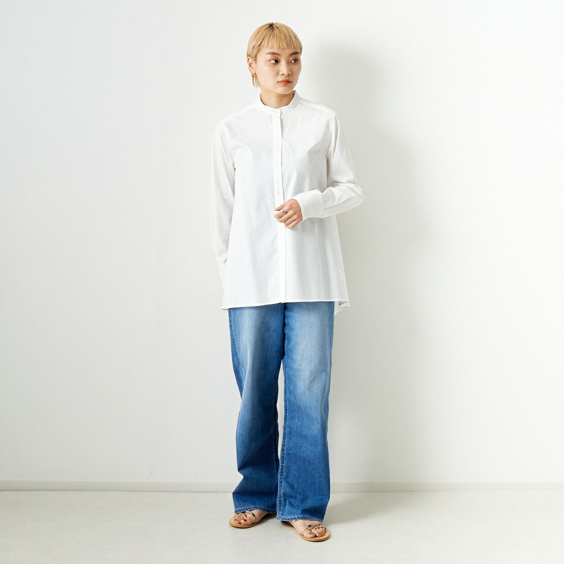 MICA&DEAL [マイカアンドディール] バックドレープリボンブラウス [0124101028] WHITE &&モデル身長：160cm 着用サイズ：F&&