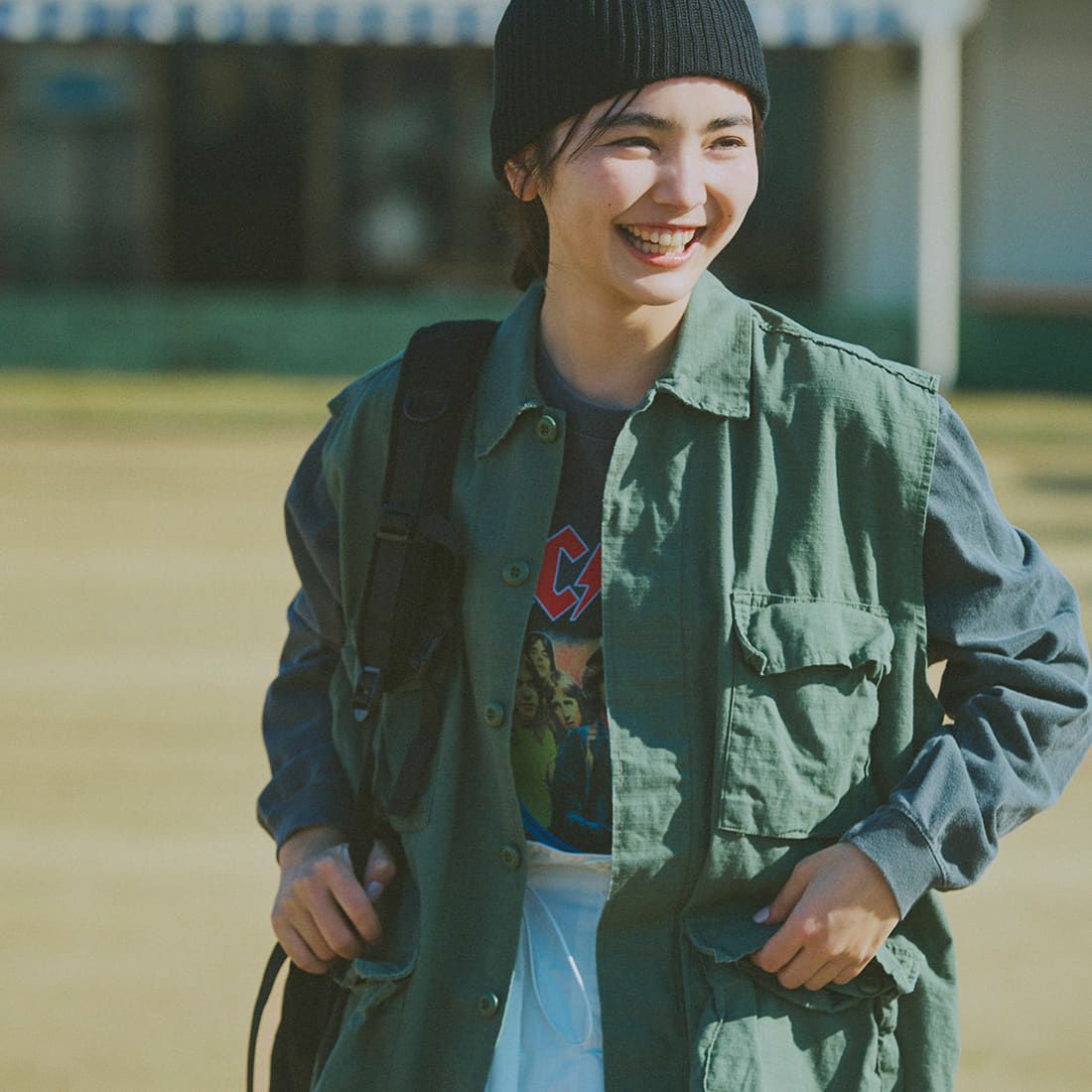 ROTHCO [ロスコ] BDUノースリーブシャツジャケット [BDSH-NOSLEEVE] OLIVE&&モデル身長：165cm 着用サイズ：L&&