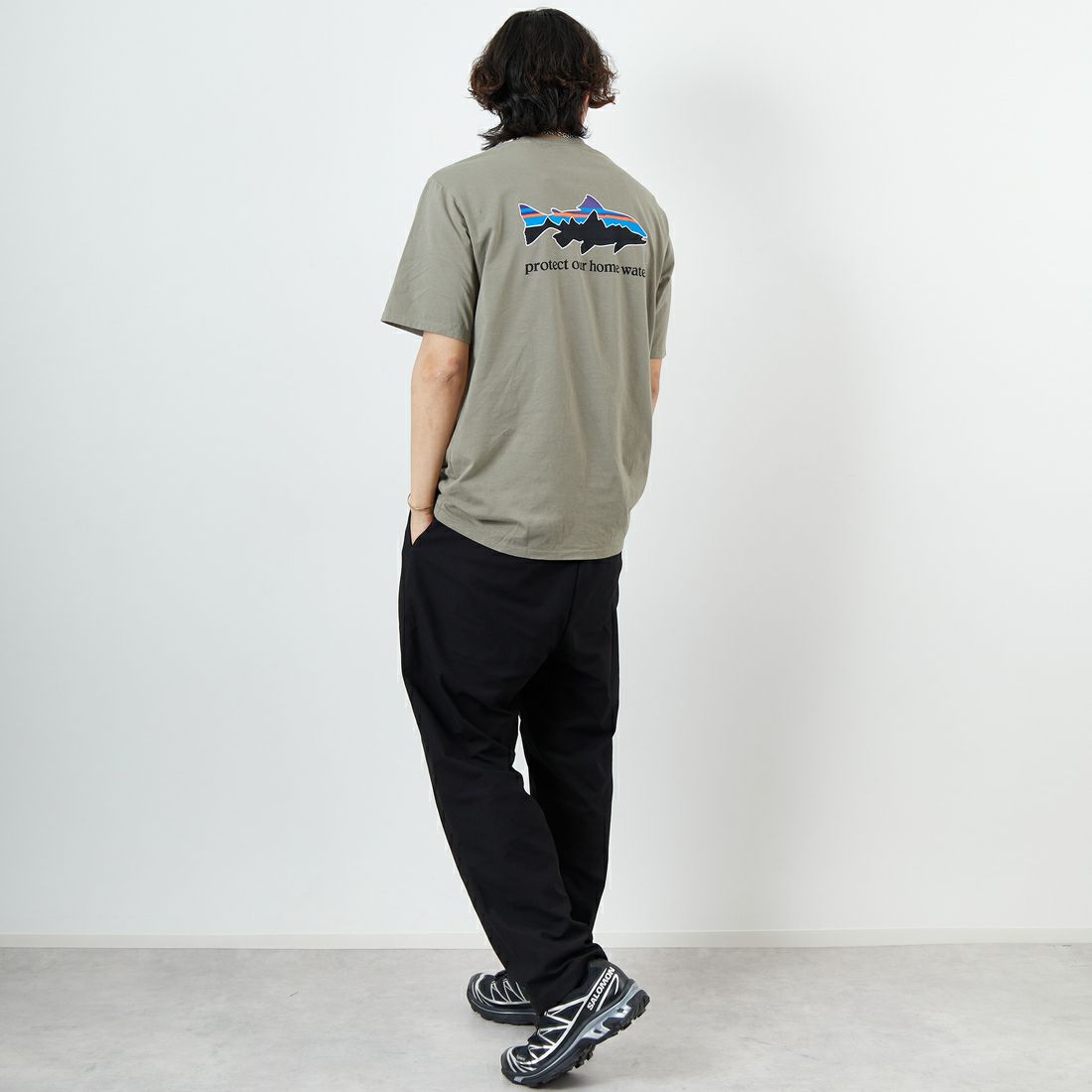 patagonia [パタゴニア] ホーム ウォータートラウト オーガニックTシャツ [37547] RVGN &&モデル身長：179cm 着用サイズ：L&&