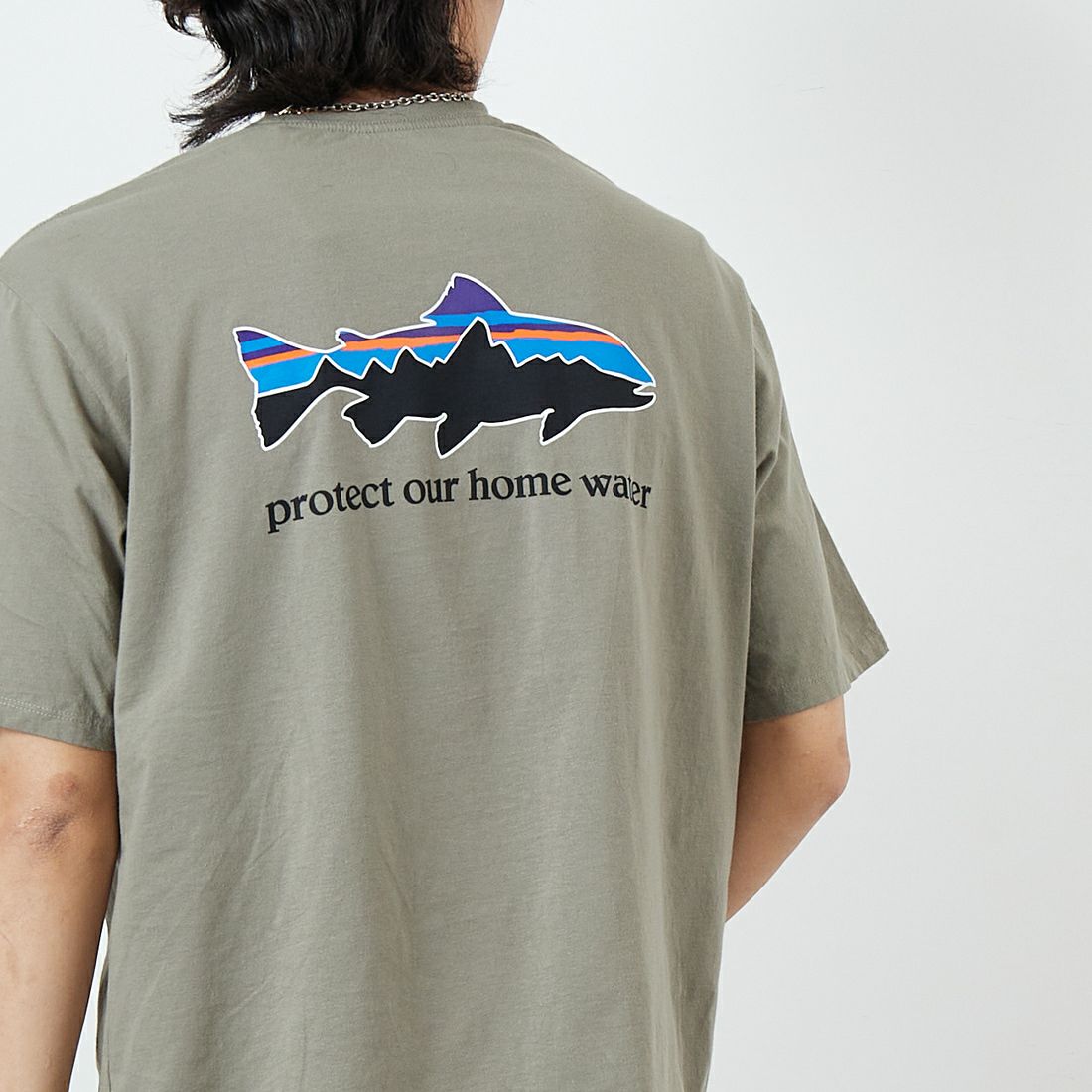 patagonia [パタゴニア] ホーム ウォータートラウト オーガニックTシャツ [37547] RVGN &&モデル身長：179cm 着用サイズ：L&&