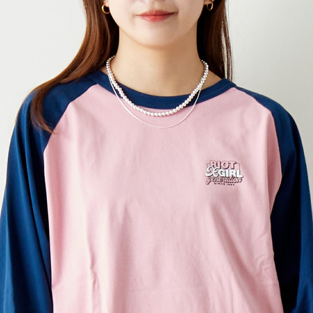 X-girl [エックスガール] ダブルロゴ ベースボールビッグTシャツ [105241011018] PINK