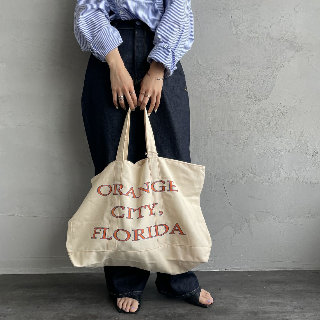 BAGMATI [バグマティ] ダックキャンバス トートバッグ [AN-230626] BEG/ORANGE