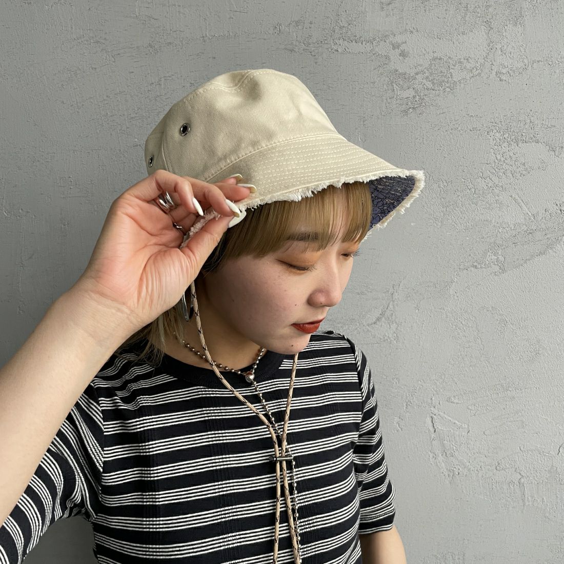 Casselini [キャセリーニ] リバーシブルバケットハット [234-110704] IVORY