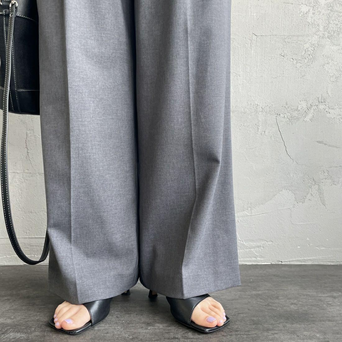 Jeans Factory Clothes [ジーンズファクトリークローズ] タックワイドパンツ [41086002] ﾁｬｺｰﾙ &&モデル身長：156cm 着用サイズ：0&&