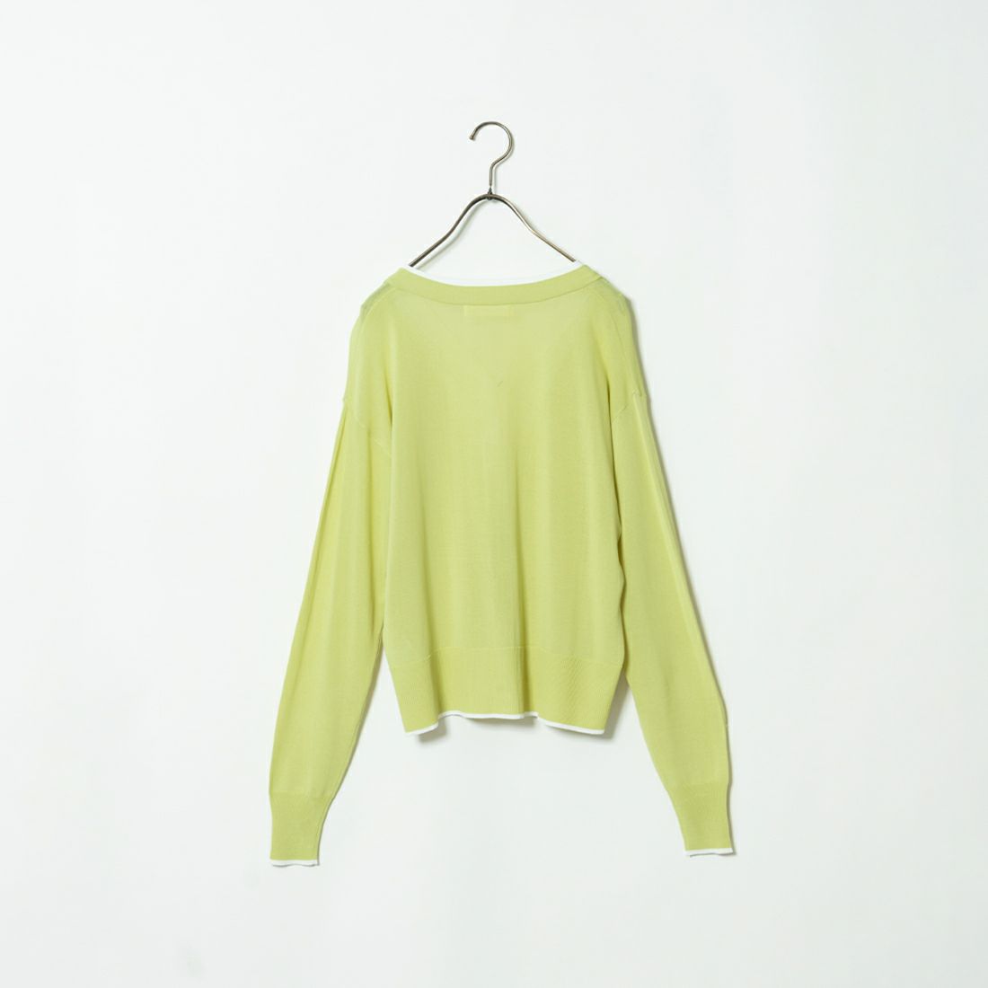 Jeans Factory Clothes [ジーンズファクトリークローズ] 配色ニットカーディガン [116-5024] LIME/OFF
