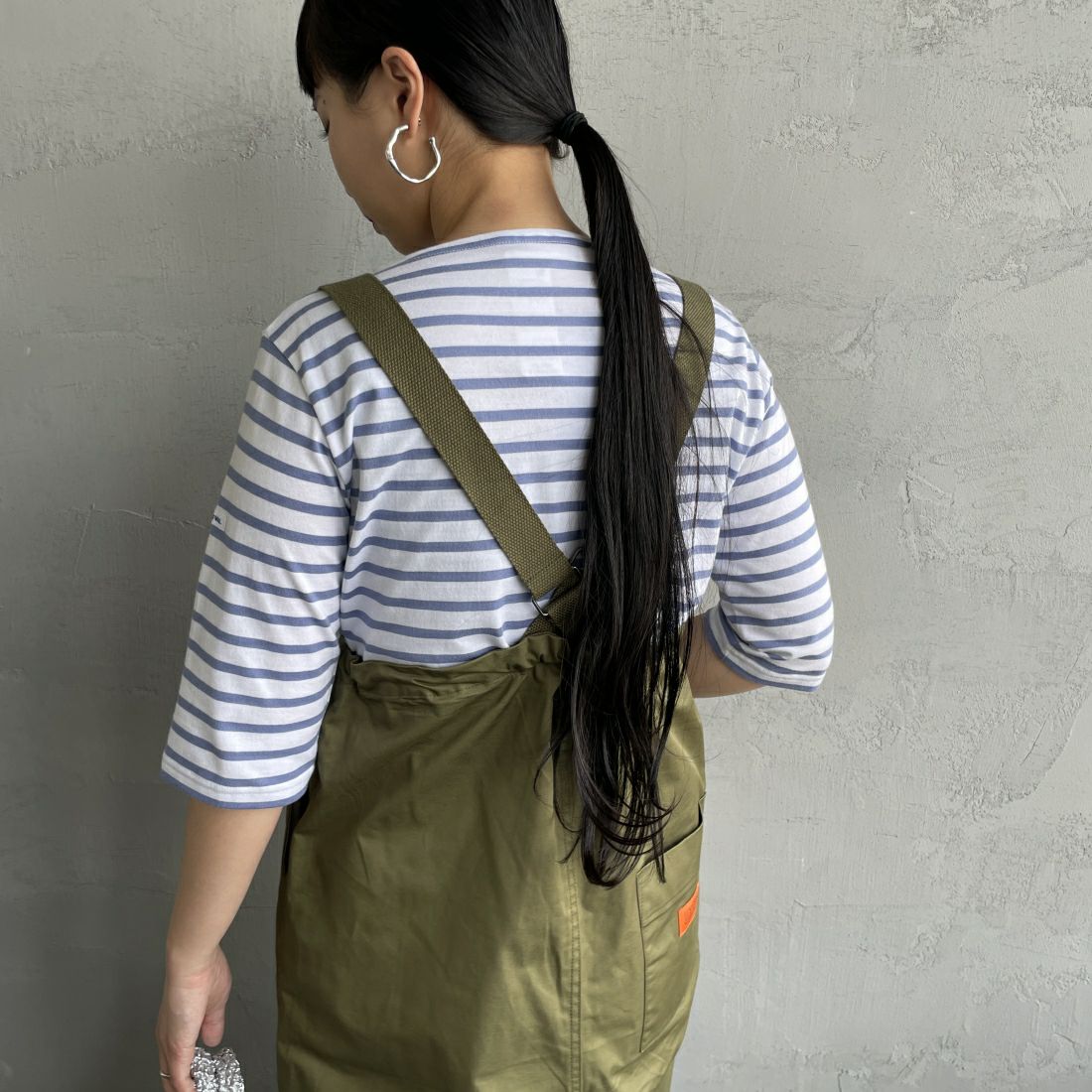 ORCIVAL [オーシバル] ハーフスリーブ ボーダーTシャツ [OR-C0136BFJ] WH/BLU LAV&&モデル身長：156cm　着用サイズ：2&&