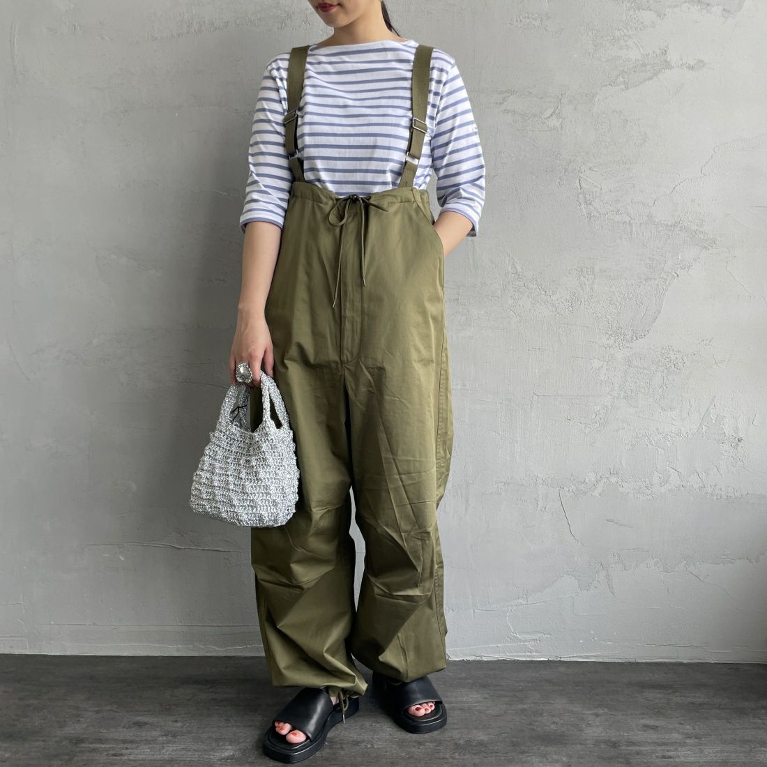 ORCIVAL [オーシバル] ハーフスリーブ ボーダーTシャツ [OR-C0136BFJ] WH/BLU LAV&&モデル身長：156cm　着用サイズ：2&&