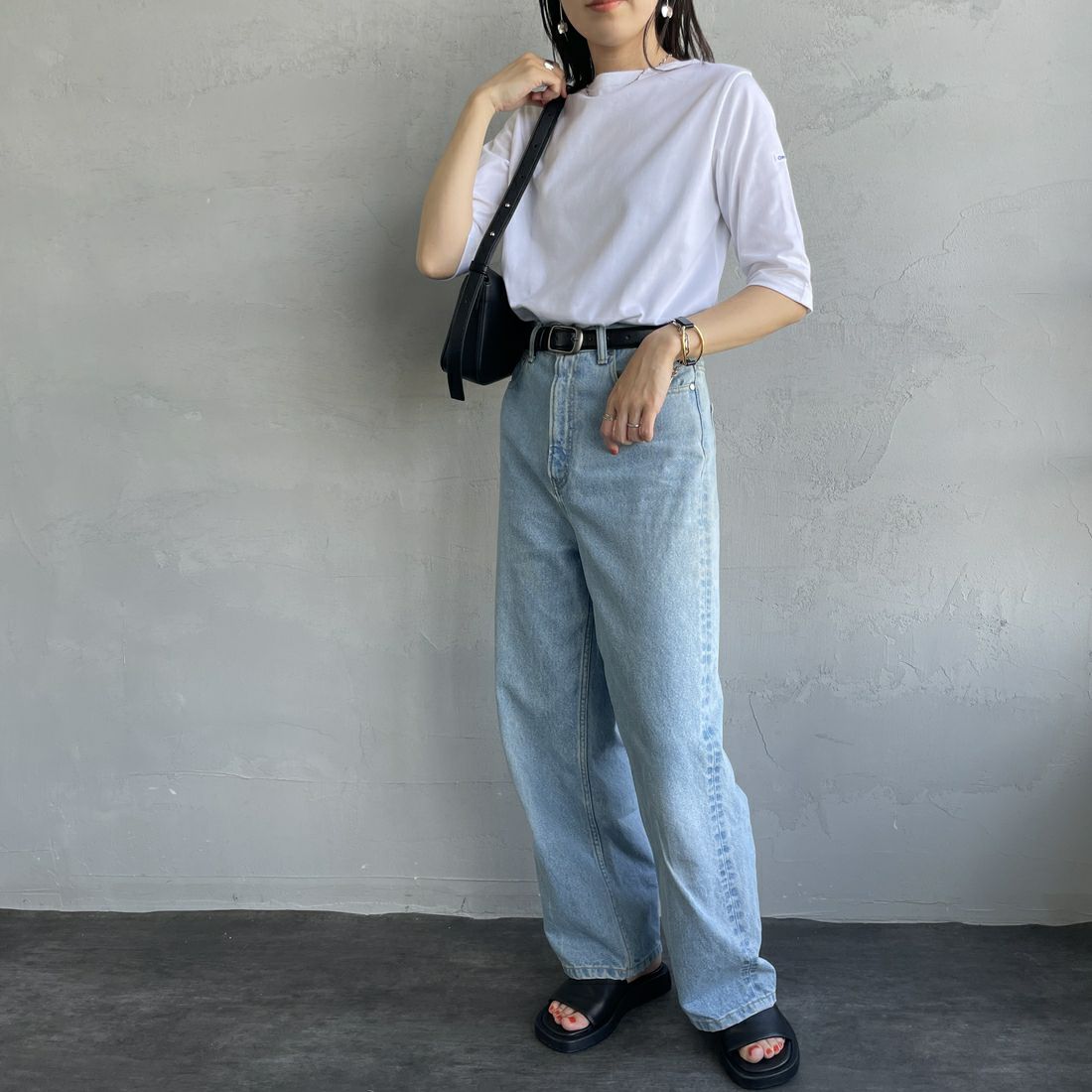 ORCIVAL [オーシバル] ハーフスリーブ ボーダーTシャツ [OR-C0136BFJ] WHITE &&モデル身長：160cm 着用サイズ：2&&