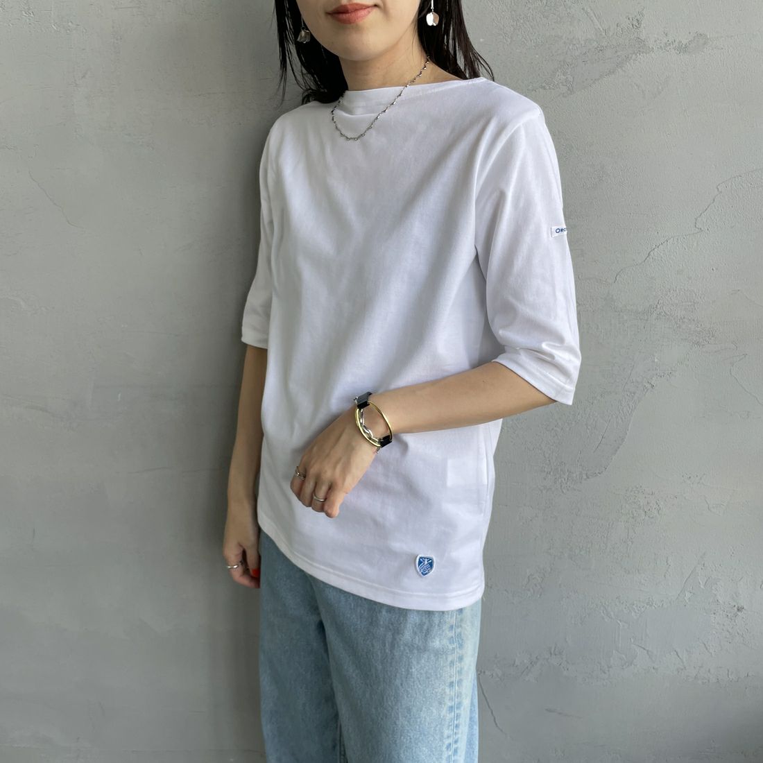ORCIVAL [オーシバル] ハーフスリーブ ボーダーTシャツ [OR-C0136BFJ] WHITE &&モデル身長：160cm 着用サイズ：2&&