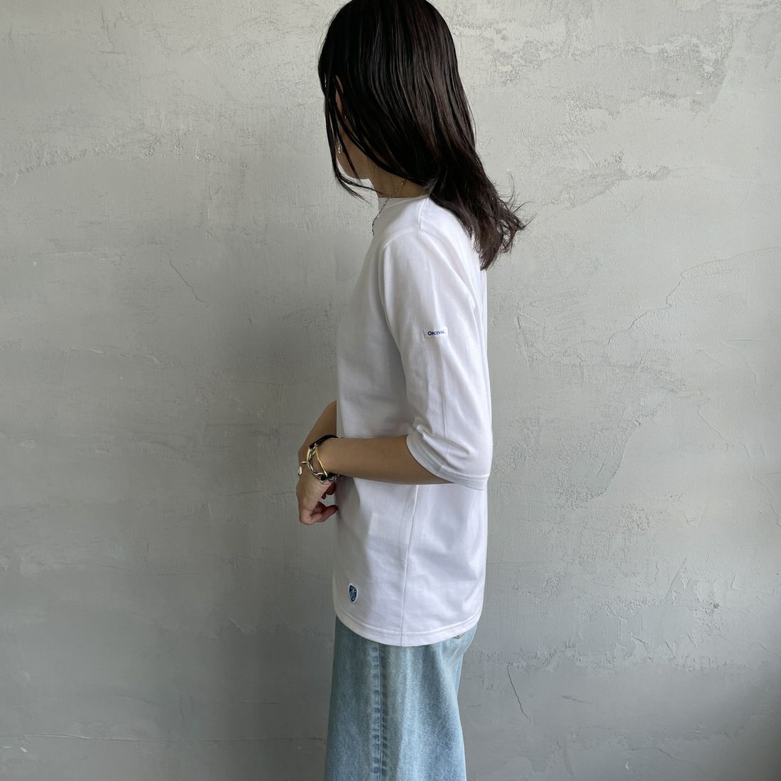 ORCIVAL [オーシバル] ハーフスリーブ ボーダーTシャツ [OR-C0136BFJ] WHITE &&モデル身長：160cm 着用サイズ：2&&