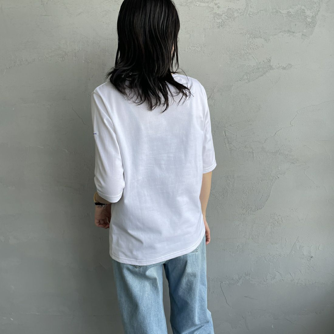 ORCIVAL [オーシバル] ハーフスリーブ ボーダーTシャツ [OR-C0136BFJ] WHITE &&モデル身長：160cm 着用サイズ：2&&