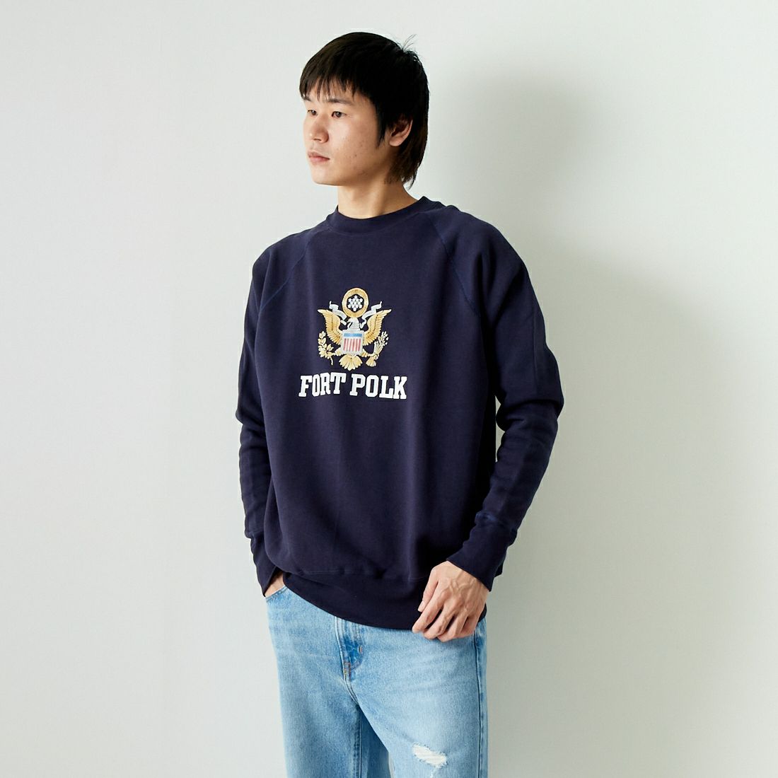 WAREHOUSE [ウエアハウス] フロッキープリントスウェット [409-FORT-POLK]｜ジーンズファクトリー公式通販サイト - JEANS  FACTORY Online Shop