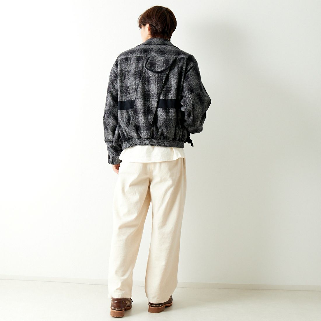 Name. [ネーム] フランネル フォトグラファーズ フライトジャケット [NMJK-008C] BLACK &&モデル身長：179cm 着用サイズ：1&&