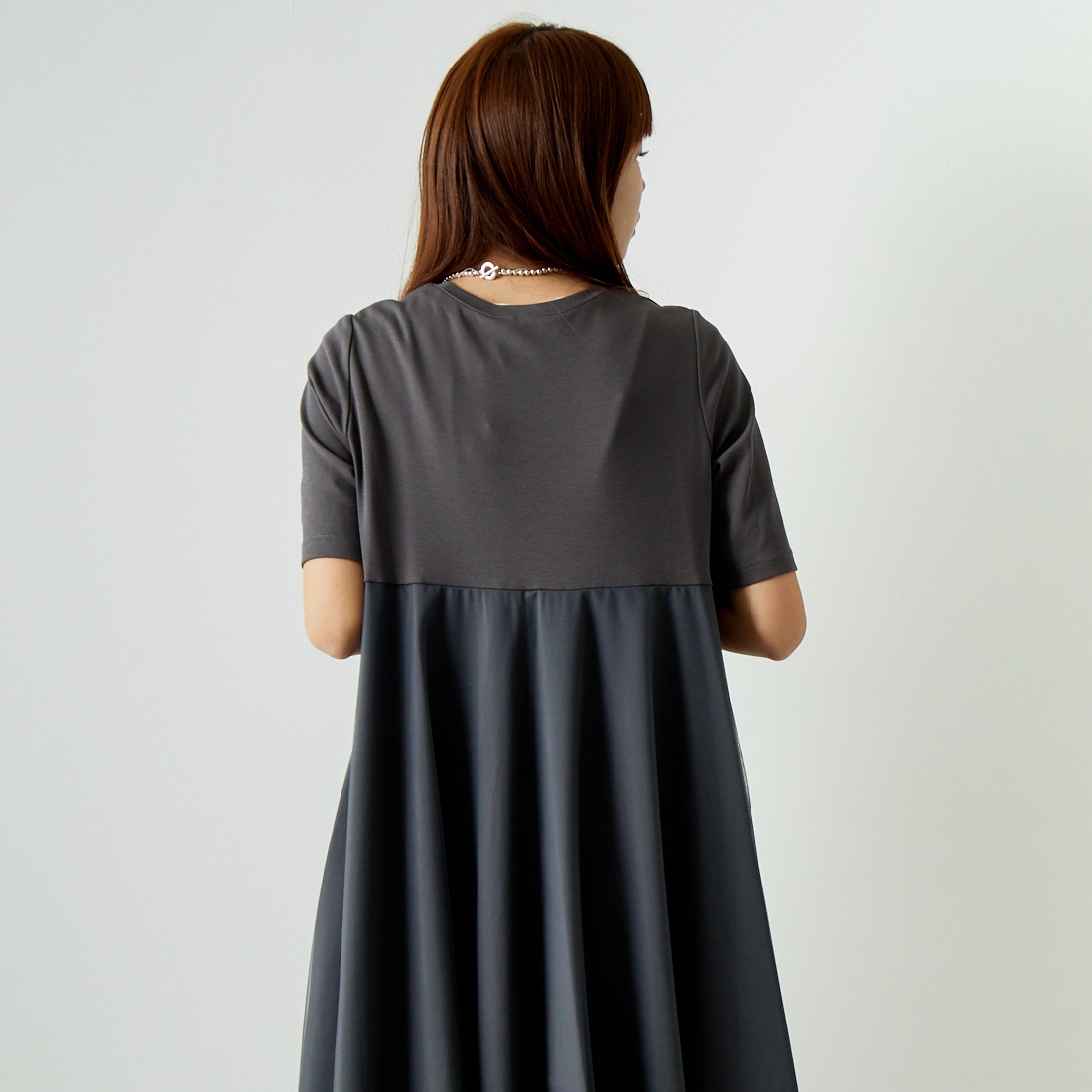 Jeans Factory Clothes [ジーンズファクトリークローズ] チュール切替ワンピース [21241064] 003 ﾁｬｺｰﾙ