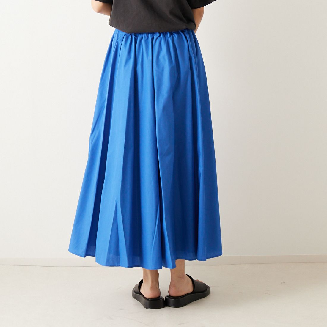 Jeans Factory Clothes [ジーンズファクトリークローズ] ウエストギャザーフレアスカート [21241055] 071 ﾌﾞﾙｰ &&モデル身長：167cm 着用サイズ：F&&