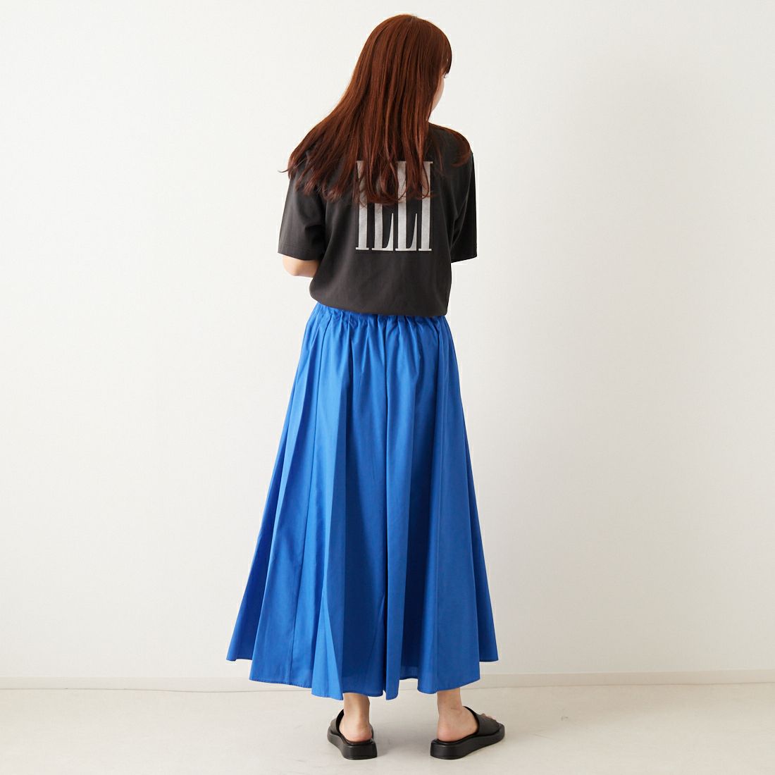 Jeans Factory Clothes [ジーンズファクトリークローズ] ウエストギャザーフレアスカート [21241055] 071 ﾌﾞﾙｰ &&モデル身長：167cm 着用サイズ：F&&