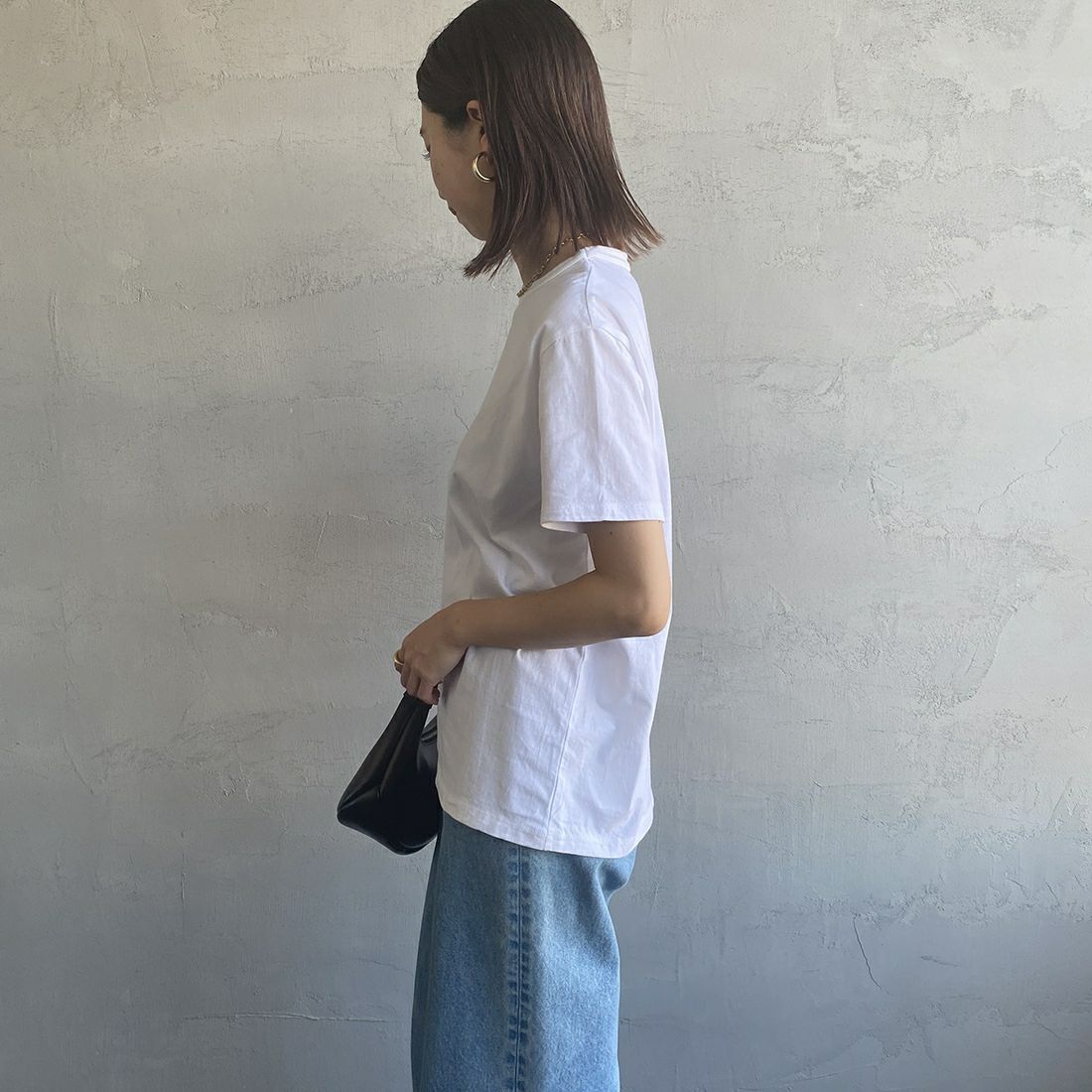 THE SHINZONE [ザ シンゾーン] コットンパックTシャツ [20SMSCU66] 85 W/BORDE &&モデル身長：163cm 着用サイズ：F0&&
