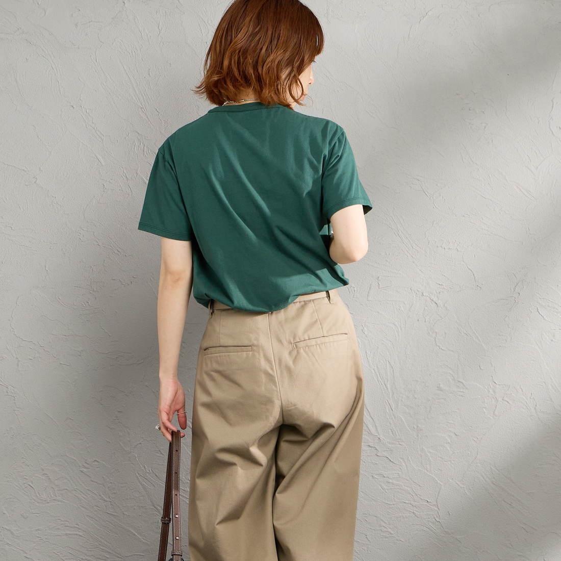 THE SHINZONE [ザ シンゾーン] コットンパックTシャツ [20SMSCU66] 85 W/BORDE &&モデル身長：156cm 着用サイズ：F0&&
