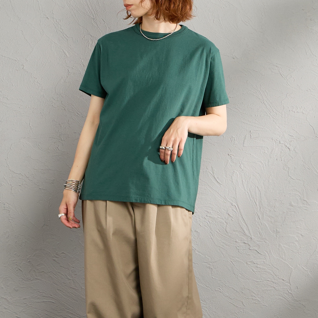 THE SHINZONE [ザ シンゾーン] コットンパックTシャツ [20SMSCU66] 00 MULTI &&モデル身長：163cm 着用サイズ：F0&&
