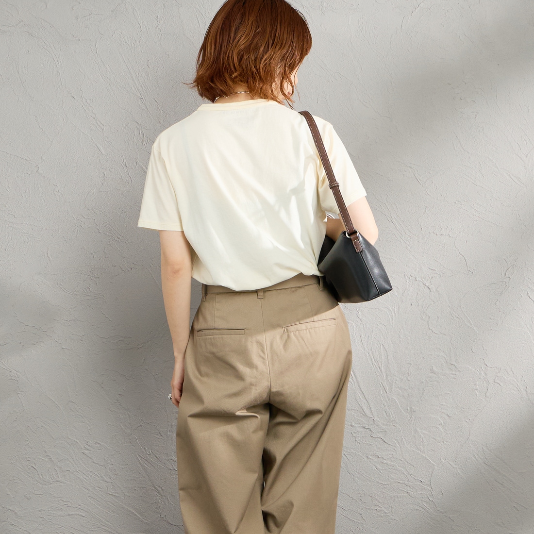THE SHINZONE [ザ シンゾーン] コットンパックTシャツ [20SMSCU66] 53 YEL/D.N &&モデル身長：160cm 着用サイズ：F0&&