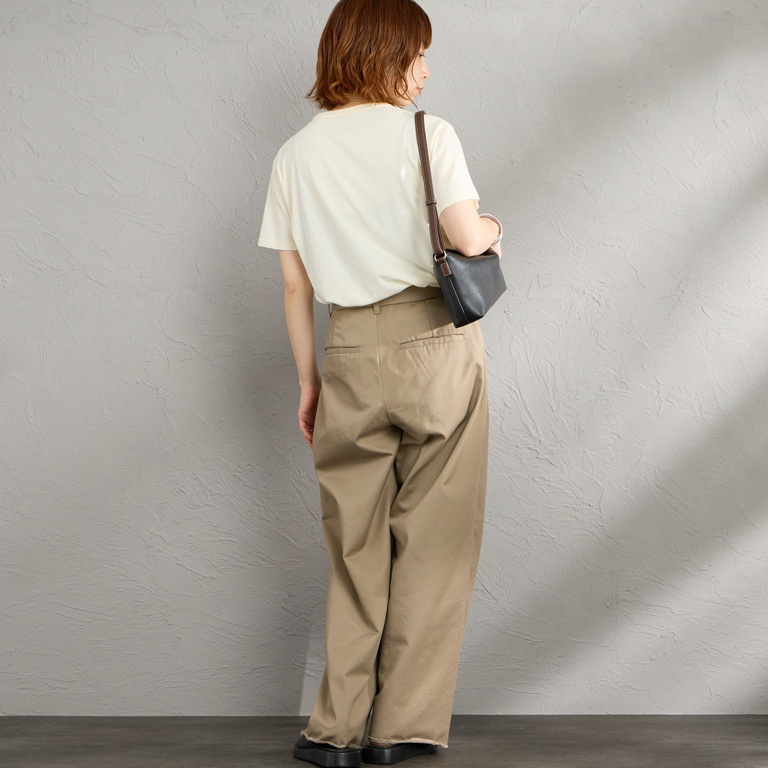 THE SHINZONE [ザ シンゾーン] コットンパックTシャツ [20SMSCU66] 53 YEL/D.N &&モデル身長：160cm 着用サイズ：F0&&